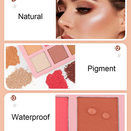 DIY 6-color Private Label Blush Highlight Powder Concealer Contour Palette Custom Bulk Waterproof Matte Makeup 3-color Package