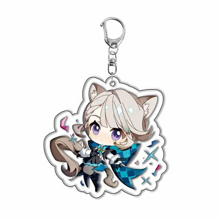 Genshin Impact Sigewinne Arlecchino Charlotte Keychain Anime Game Backpack Pendant Acrylic Accessories