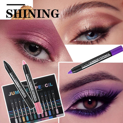 12Pcs Highlighter Eyeshadow Pencil Set Waterproof Glitter Eye Shadow Lying Silkworm Makeup Pigment Cosmetics White Eyeliner Pen