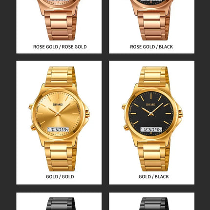 SKMEI 2120 Digital Quartz Watch for Men Waterproof Sport Dual Display Stainless Steel Mens Wristwatches Alarm Clock Reloj Hombre