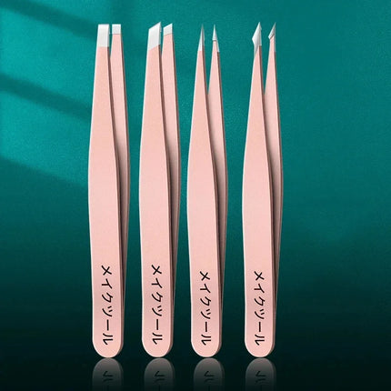 4-Piece Professional Tweezer Set, Perfect for Eyebrow Hair Removal, Very Effortless and Relaxed to Remove Splinters