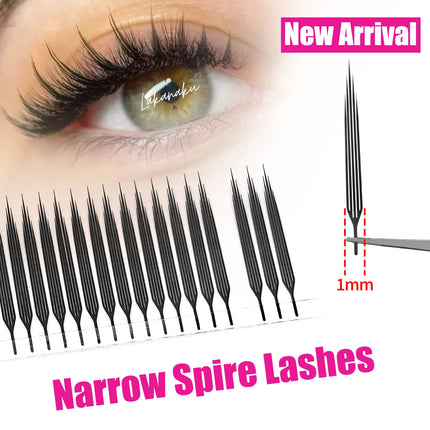 LAKANAKU Narrow Spire Eyelashes Extension Anime Lashes Spire Clusters Manga Style Feather Lightweight Premade Fans Extension