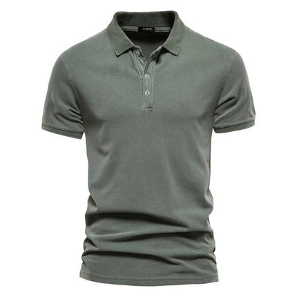 New summer style men's POLO shirts—100% cotton, solid color, sporty lapel design, fashionable casual short-sleeved T-shirts.