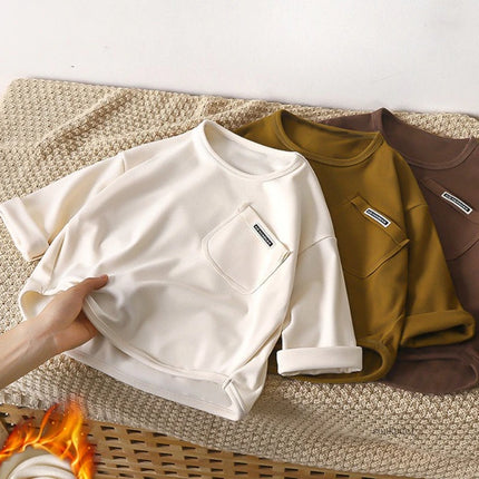 Children Long Sleeved Base Shirt Boys Girls Kids Top Autumn Boy Girl Baby O-neck Solid Bottoming Shirt Sweatshirt