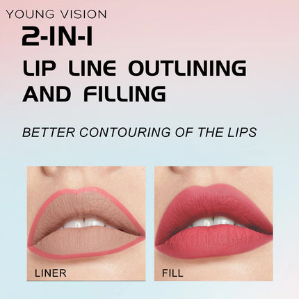 Waterproof Liquid Lip Liner, Gourd Shape Sponge Applicator for Precise Outline - Matte Long-Lasting Lip Contour Pen, Lip Tint