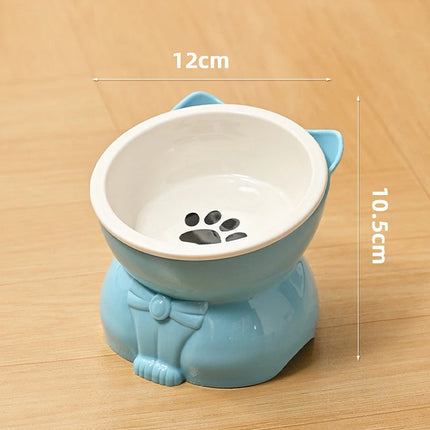 Ceramic Cat Bowl Slanted Mouth Dog Food Feeding Basin Non-slip Pet High Foot Protection Cervical Spine Pet Drink Water Bowl