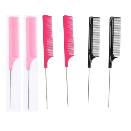Professional Hair Tail Combs Stainless Steel Salon Cut Styling Comb Spiked Hair Care Styling Tools Barber Accessories Fine Teeth