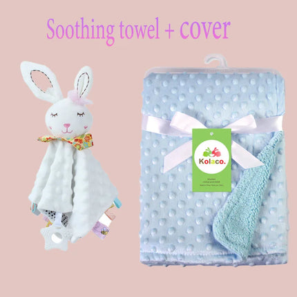 Personalized Soft Plush Baby Blanket with Name Newborn Stroller Sleeping Dolls Custom Towel Cover -appease Soother Gift