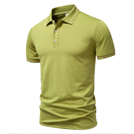 2025 New Men's Short Sleeve Solid Color Polo Shirt Breathable Comfortable Elastic Top New Arrivals Casual Business Style