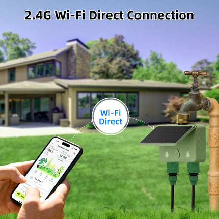 Smart Sprinkler Water Timer Tuya WiFi 2 Zone Garden Irrigation Controller Solar Power for Outdoor Automatic Drip Watering System