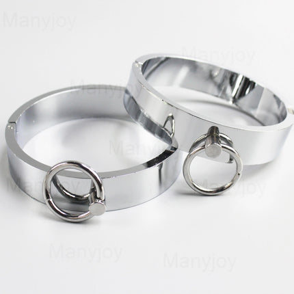 Metal Handcuffs Ankle Cuffs Neck Collar Locking Pin Circle Slave Restraint Cosplay Shackle Bondage BDSM Sex Toys for Men Women