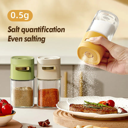 Kitchen Quantitative Salt Bottle Glass Sealed Moisture-Proof Seasoning Jar Outdoor Multi-Purpose Seasoning Box Can Adjustable
