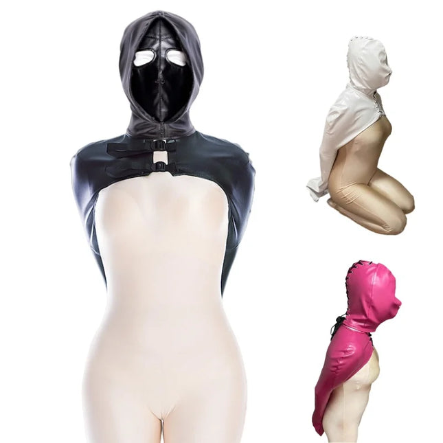 Ensemble de lingerie érotique de retenue avec harnais de bondage unisexe pour le haut du corps, gant unique et masque cagoule pour costume de jeu BDSM en couple