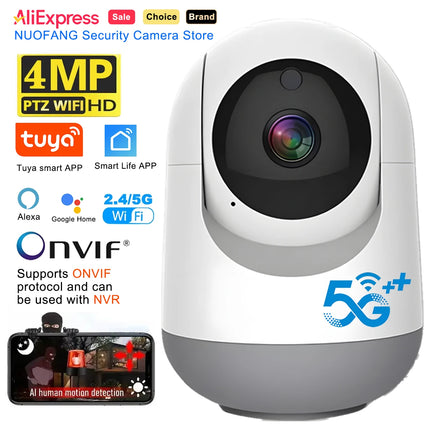 4MP Tuya WiFi Camera, 2.4/5G Dual Band Indoor Wireless IP Cam with AI Detect & Auto Tracking, Smart Home Security Baby Monitor