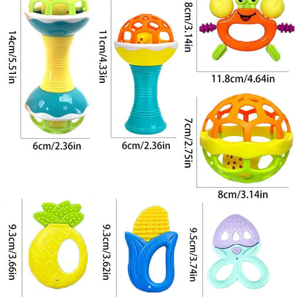 seven-piece set Baby Rattles Months Baby Educational Toys Shaker Grab Spin Set Sensory Educational Boy Girls Gift for Infant