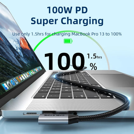CABLETIME USB C to USB C Cable USB 3.2 Gen 2 20Gbps 90 Degree PD 100W 4K 60Hz Video Fast Charging for iPhone 16 Macbook Pro iPad