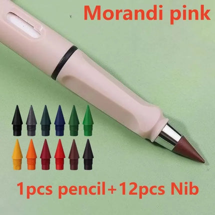 1/2set Kawaii 12 Colors Eternal Pencil No Ink Unlimited Pencils School Kids Art Painting Color Sketch Writing Stationery