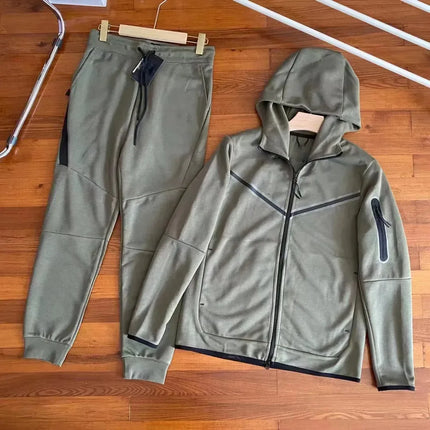 Men Knit Zip Hoodie Pants Set Sports - Windproof Cotton Casual / Ensemble Homme Hoodie Zip Pantalon - Coupe-Vent Coton