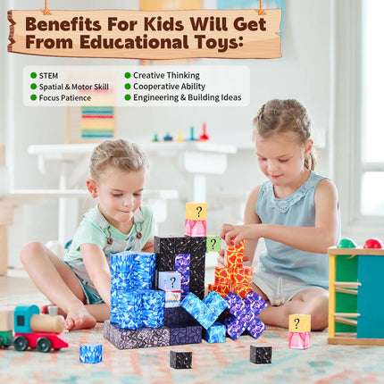 Magnetic Building Blocks Mine World Magnet Cube Set for Boy Girl Kid Age 3+ DIY Model Children Stem STEM Sensory Toy Gift