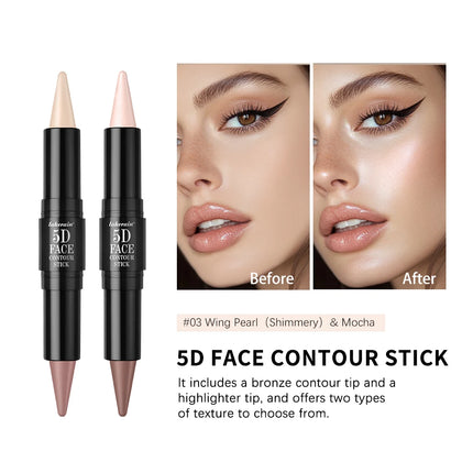 Dual-Ended Sharp Tip Contour Highlighter Waterproof And Sweatproof Long Lasting-Up To 12 Hours Multi-Use Contour Stick Makup