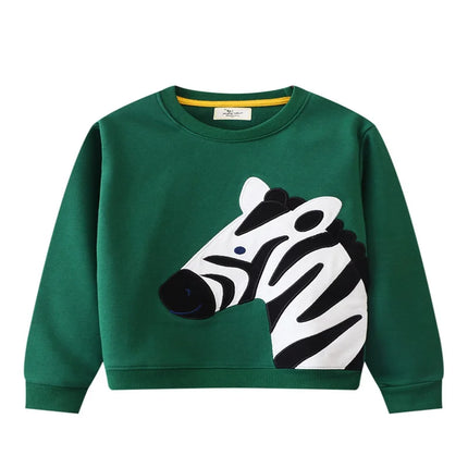 Jumping Meters 2-7T Children's Sweatshirts With Zeebra Embroidery Autumn Spring Boys Girls Clothing Long Sleeve Hooded Shirts