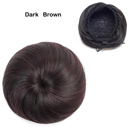 Adjustable Synthetic  Hair Scrunchie Straight Chignons Hair Bun Straight Drawstring Hair Ponytails Extensions