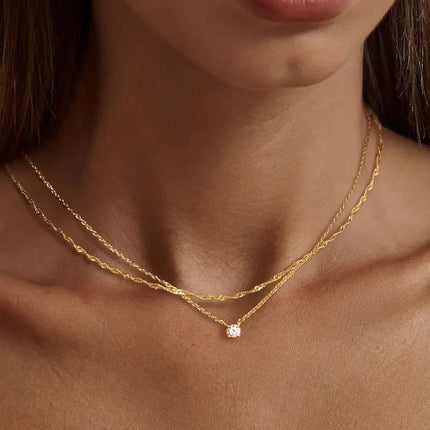 Diamond Necklaces for Women K Gold/Sterling Silver Choker Necklace Simple Gold Plated Jewelry Necklaces for Women Gifts