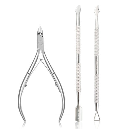 Nailpop Nail Cuticle Scissors Stainless Steel Manicure Pedicure Trimmer and Pusher Silver Dead Skin Scissor Nipper Clipper Tool