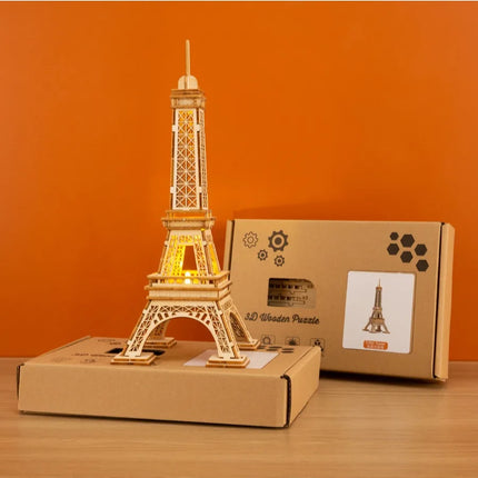 Paris Eiffel Tower 1:100 Wooden Puzzle 3D DIY Construction Kit Kids Educational Toy