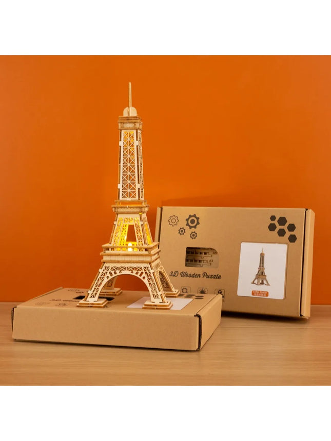 Paris Eiffel Tower 1:100 Wooden Puzzle 3D DIY Construction Kit Kids Educational Toy