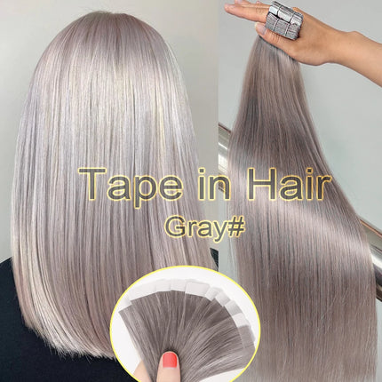 Tape In 100% Real Remy Human Hair Brazilian Human Hair Straight Extensions Skin Weft Adhesive Glue On Salon Quality for Woman