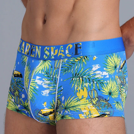 Men's Breathable Ice Silk Printed Boxer Briefs Underwear Fashionable Male Panties Comfortable Calzoncillo Hombre