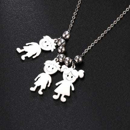 Personalized Boy Girl Necklace Custom Chain Name Mother Father Day Kid Family Gift For Women Men Stainless Steel Pendant Jewelry