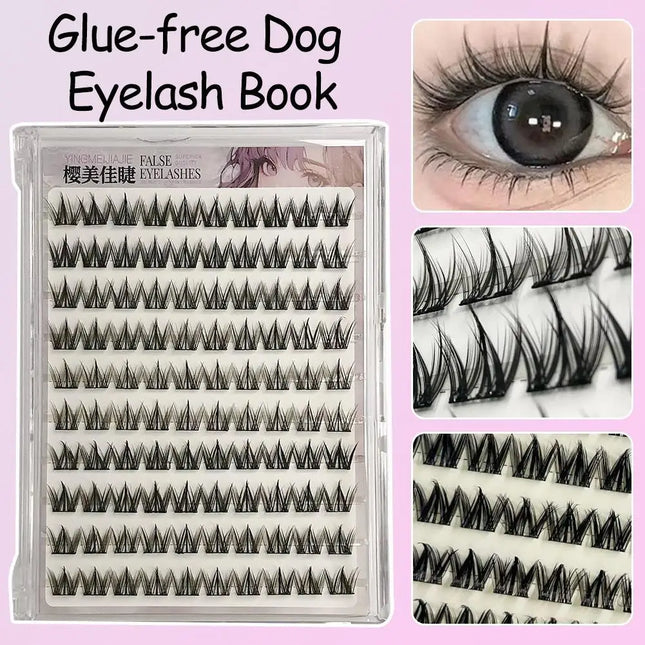 Doggy Eye Lashes No Glue False Eyelashes Extenstion Natural Thick Wispy Segment Eyelash Supplies For Classic Makeup And Cosplay