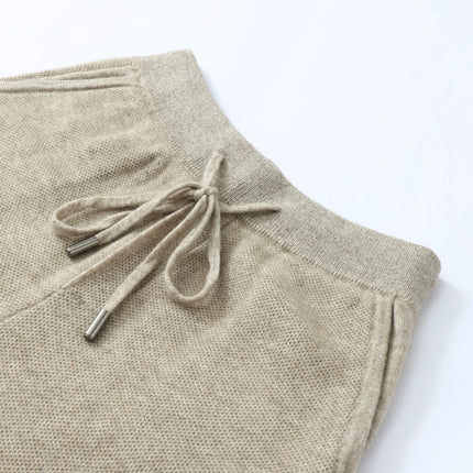 High-End 100% Cashmere Pants For Men Knitted Thickened Honeycomb Design Suitable For Outdoor Wear Straight-Leg Warm Sports Pants