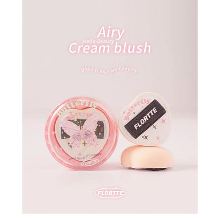 Flortte Air Powder Blush Cream Highlight Natural Nude Repair Brightening Face Thin Glitter Pure Desire Makeup With Puff