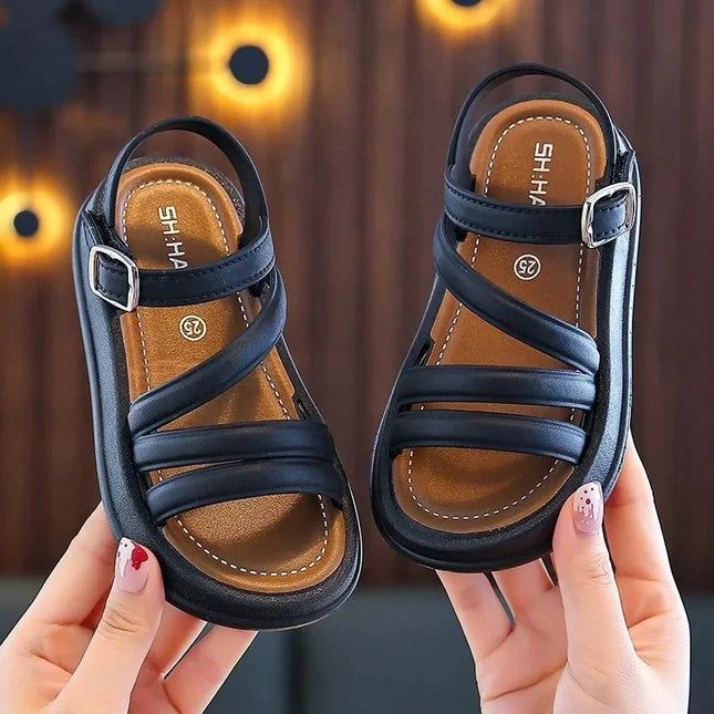Elegant Summer New Style Korean Version Princess Children's Sandals Elegant Open Toe Stylish Versatile Cute Student Sandals