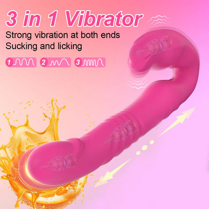Thrusting Vibrator Sex Toys for Women Strap-on Double Heads Dildo Vibrators G Spot Clitoral Rabbit Vibration Masturbator
