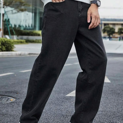 Men's Straight Jeans - Relaxed Fit with Great Drape, Tummy & Slimming Dark Grey Wash