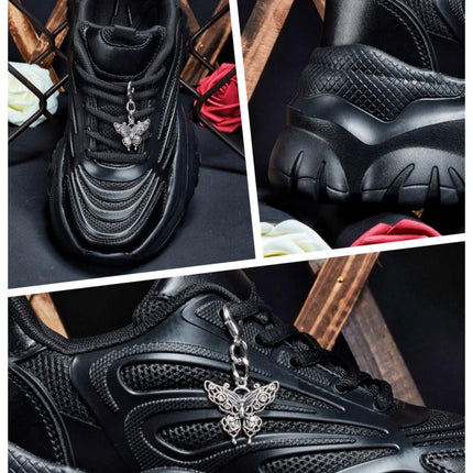 Women's Eva Solid Thick-Soled Heightening 7cm Fashionable Casual Vulcanized Shoes with Silver Butterfly Decorative Pendant Chain Shoe Accessories Light and Comfortable Soft-Soled Shock-Absorbing Non-Slip Women's Vulcanized Sh