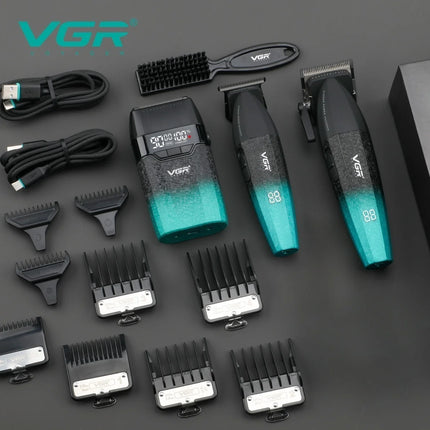 VGR Hair Trimmers Professional Hair Cut Machine Adjustable 9000 RPM LED Electric Clippers Metal Hair Trimmer for Men V-640 s3