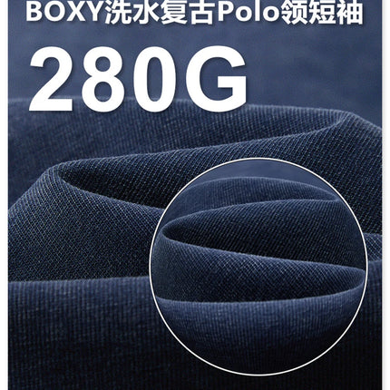 ZODF Retro Summer Boxyfit Man Washed Polo T Shirts Unisex 280gsm Distressed Loose Turn Down Collar Cotton T-Shirt HY1231