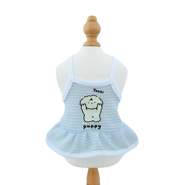 Dog Summer Skirt Breathable Cool Pet Strap Mesh Dress Cartoon Pet Clothing