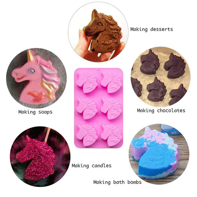 Food Grade Unicorn Silicone Molds Jelly Silicone Unicorn Head Molds for Chocolate Candy Cake Cupcake Soap Ice Cube Tray