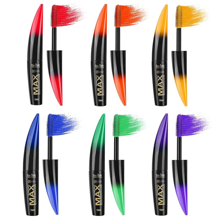 6 pcs colored mascara waterproof, dense curl, not easy to smudge eyeliner, blue, orange, yellow, pink, green, purple