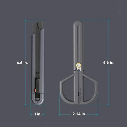 JIMIHOME 2pcs Scissors and Knife Mini Combo Set Adjustable Protective Sheath Precision DIY Safety Utility Tailor's Tools