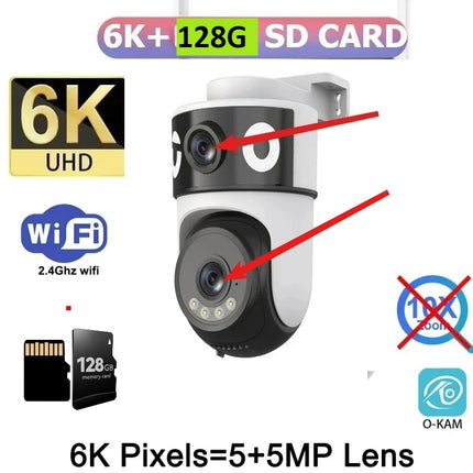 20MP 10X Optical Zoom WiFi6 Outdoor Security Cam Four Lens Three Screens Auto Tracking 6K Dual Len Waterproof WiFi CCTV Cam 10K