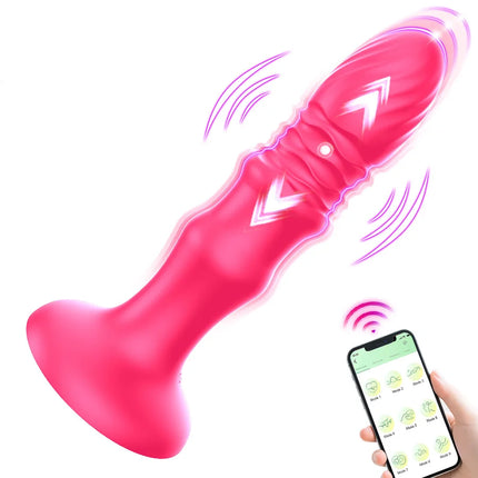 3-in-1 Prostate Massager, App-Controlled, Retractable, Vibrating, Plug-In, Suction Cup Dildo, Adult Sex Toy