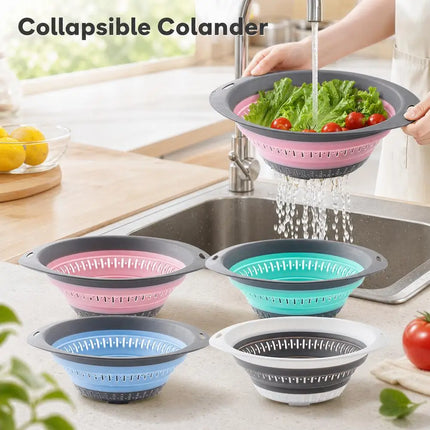 Silicone Folding Washing Drain Basket Fruit Vegetable Washing Strainer Multi-use  Kitchen Storage Basket Collapsible Organzier