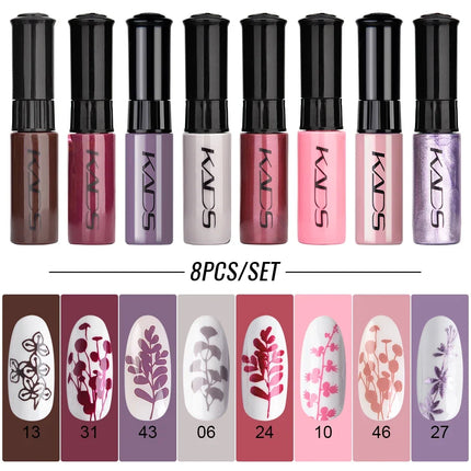8PCS/Set 7ml Nail Stamper Polish Colorful Gold Silver White Print Art Decoration Image Plate Manicure Varnishes Lacquers Tools